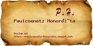 Paulcsenetz Honoráta névjegykártya
